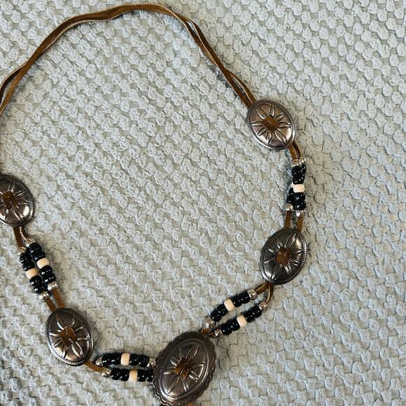 Vintage Metal Western Silver Tone Belt M/L